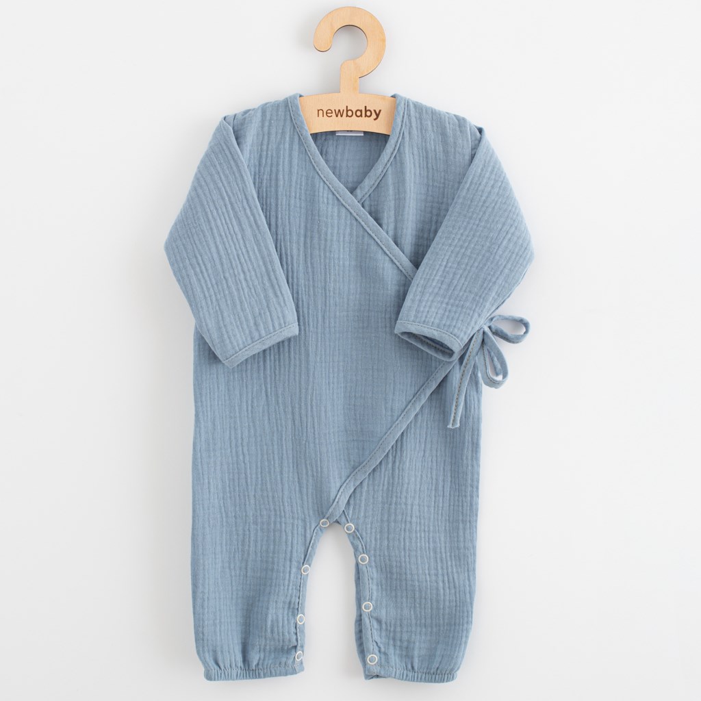 E-shop Dojčenský mušelínový overal New Baby blue, 74 (6-9m) - 58142