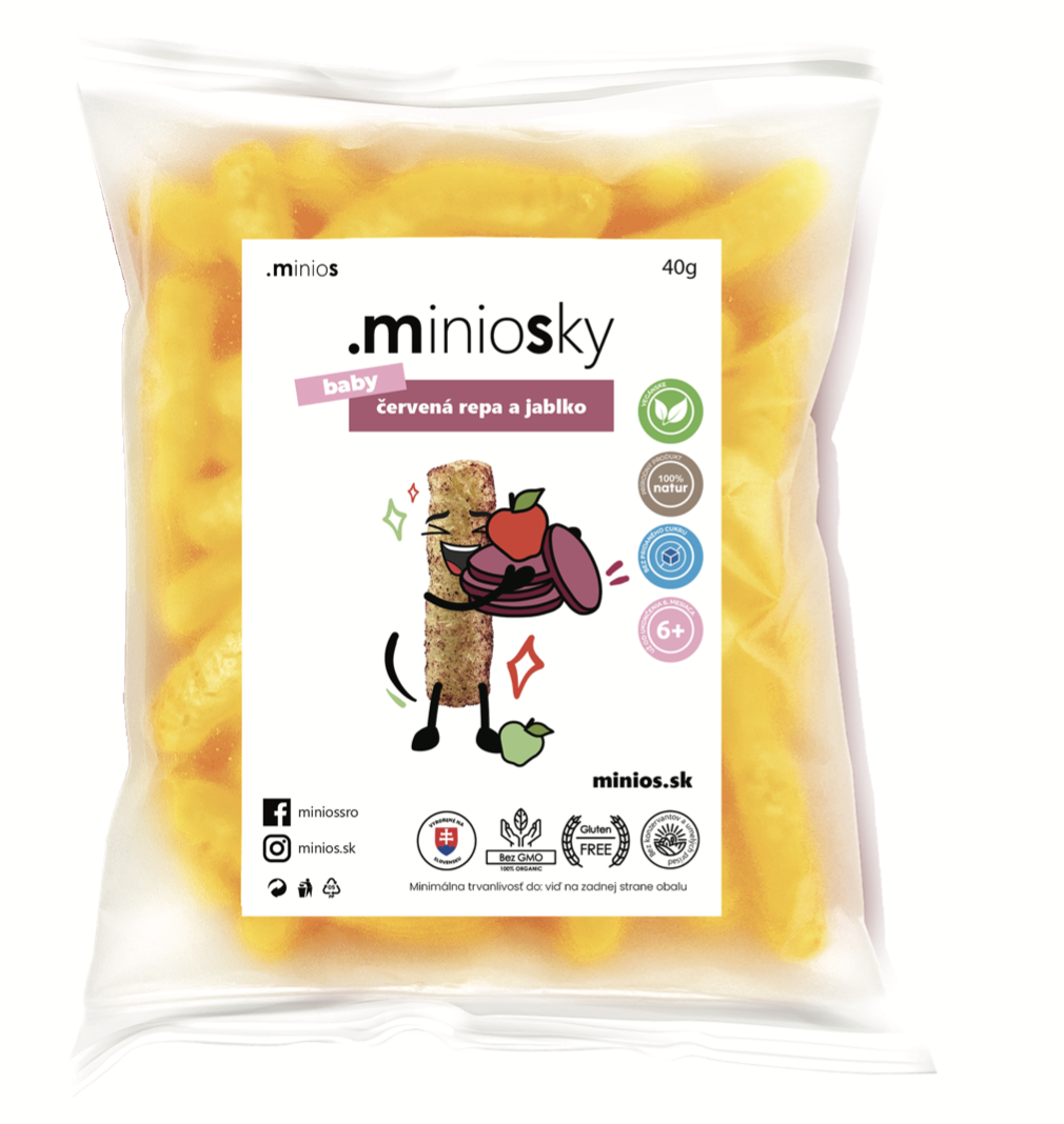 E-shop Minios Miniosky kukuričné chrumky červená repa a jablko