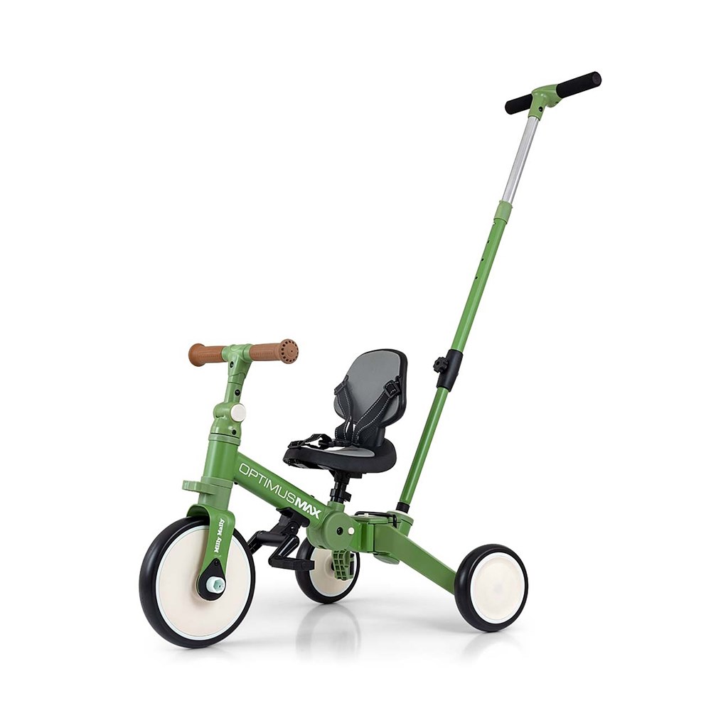 E-shop Detská trojkolka 5v1 Milly Mally Optimus Max s vodiacou tyčou green - 58436