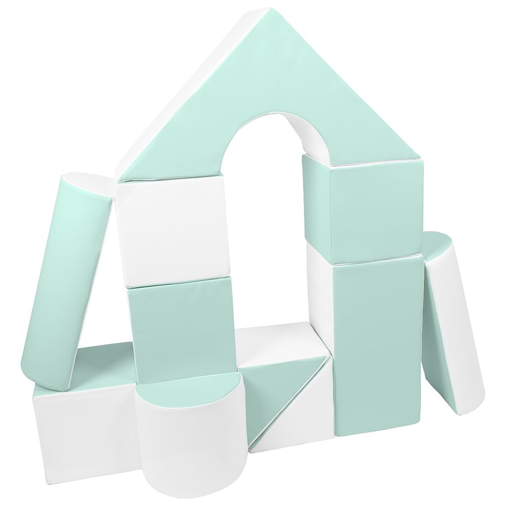 E-shop Vell Penové kocky-obria stavebnica 11 ks white-mint - 58461