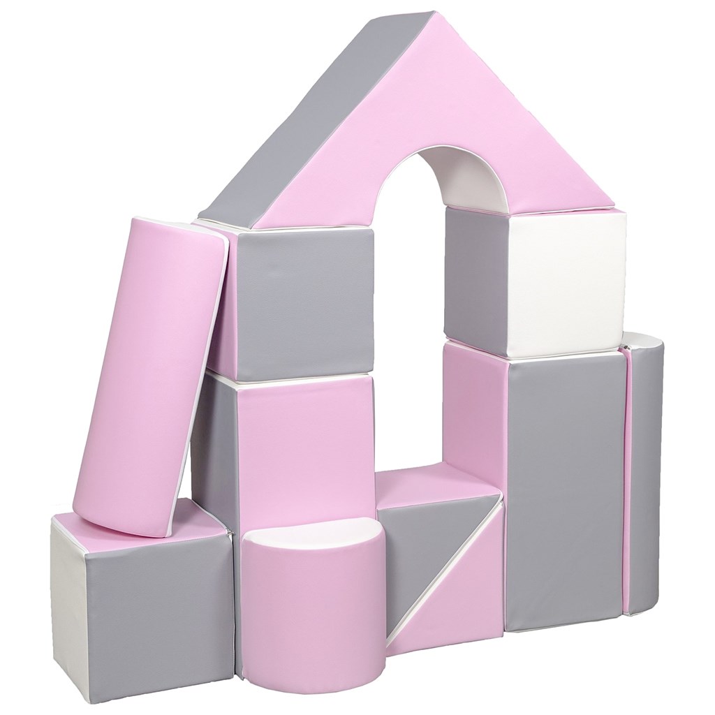 E-shop Vell Penové kocky-obria stavebnica 11 ks white-light pink-grey - 58465