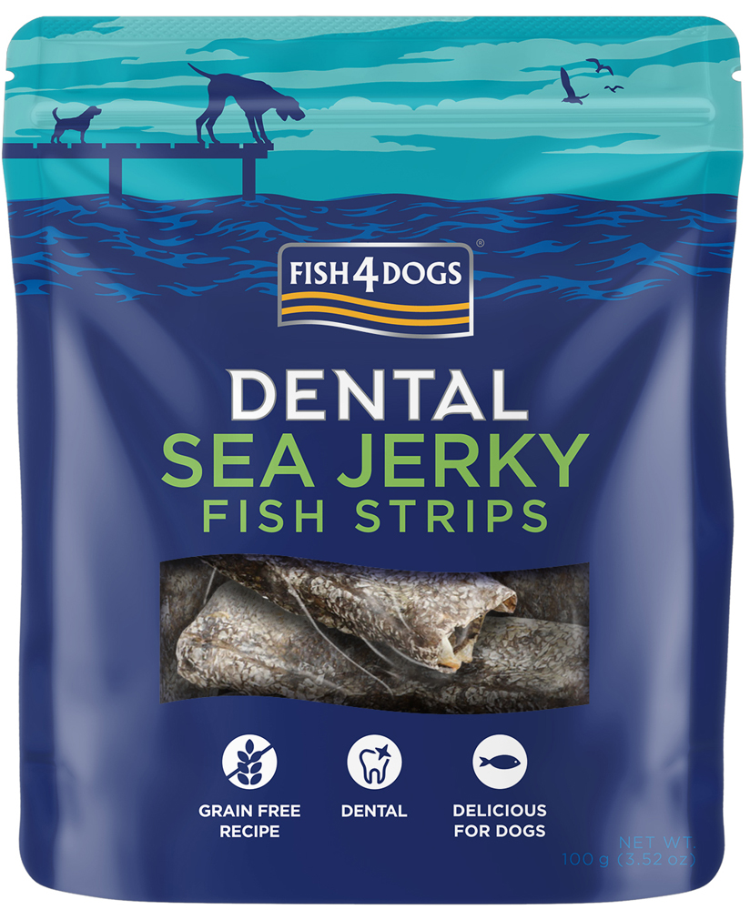 E-shop FISH4DOGS Maškrty pre psov DENTAL SEA morská ryba - prúžky 100 g