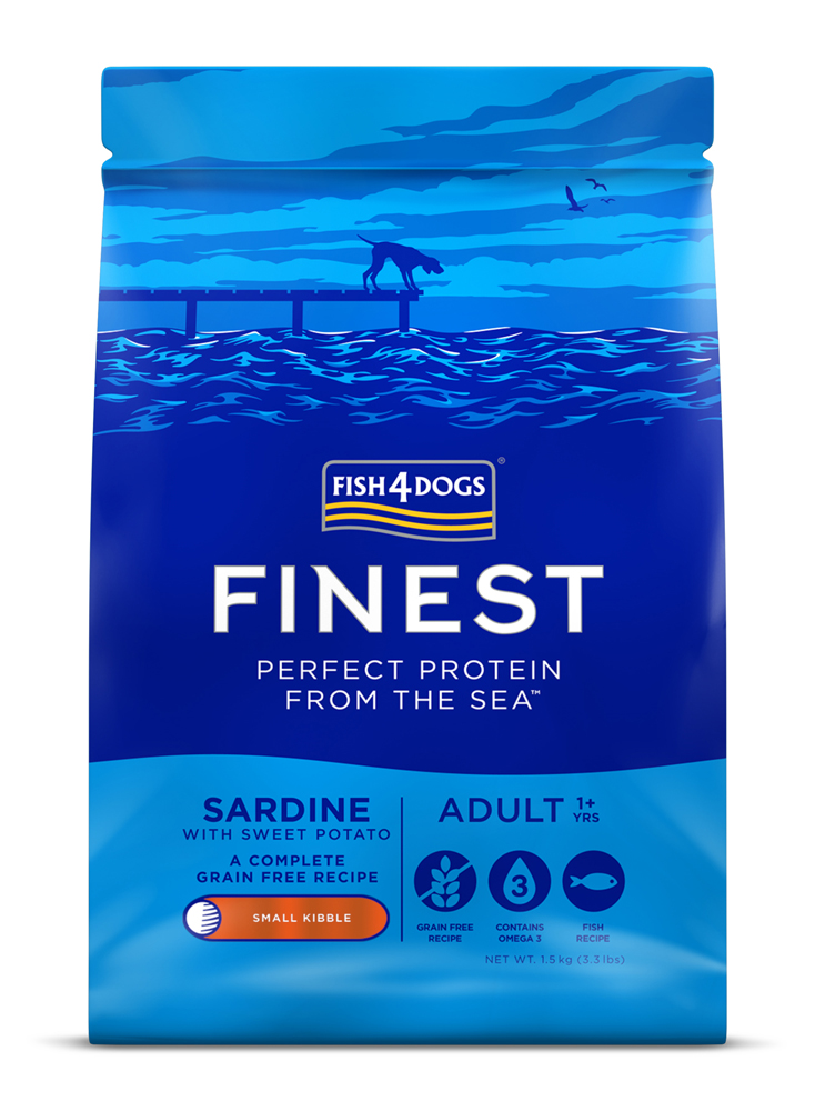 E-shop FISH4DOGS Granule malé pre dospelých psov Finest sardínka so sladkými zemiakmi 1,5kg, 1+