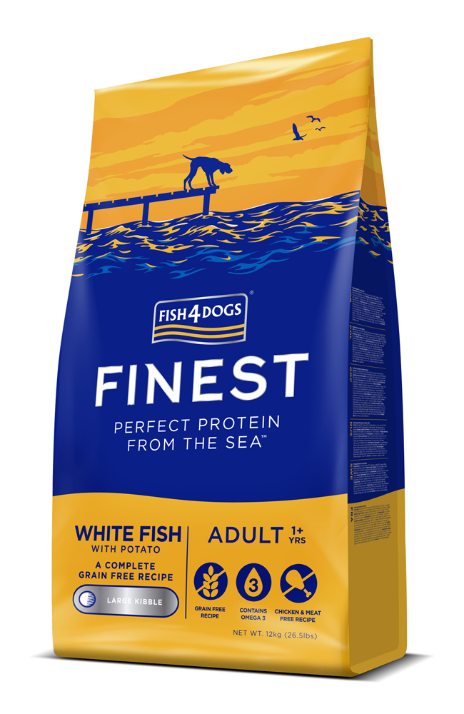E-shop FISH4DOGS Granule veľké pre dospelých psov Finest biela ryba so zemiakmi 12kg, 1+
