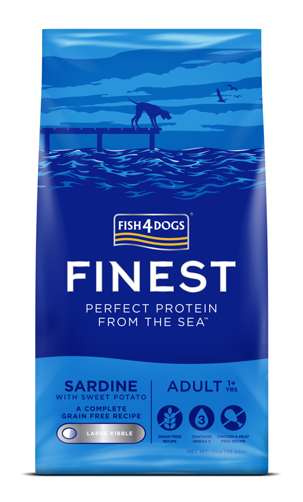 E-shop FISH4DOGS Granule veľké pre dospelých psov Finest sardínka so sladkými zemiakmi 12kg,1+