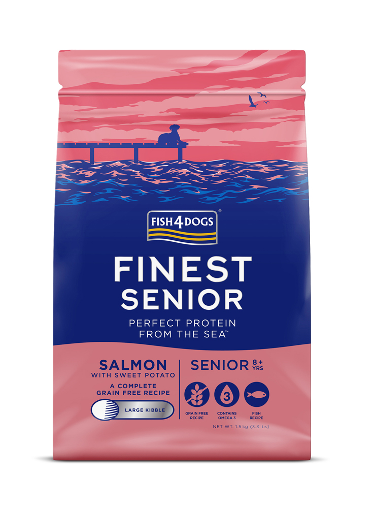 E-shop FISH4DOGS Granule veľké pre starších psov Finest losos so sladkými zemiakmi 1,5kg, 8+