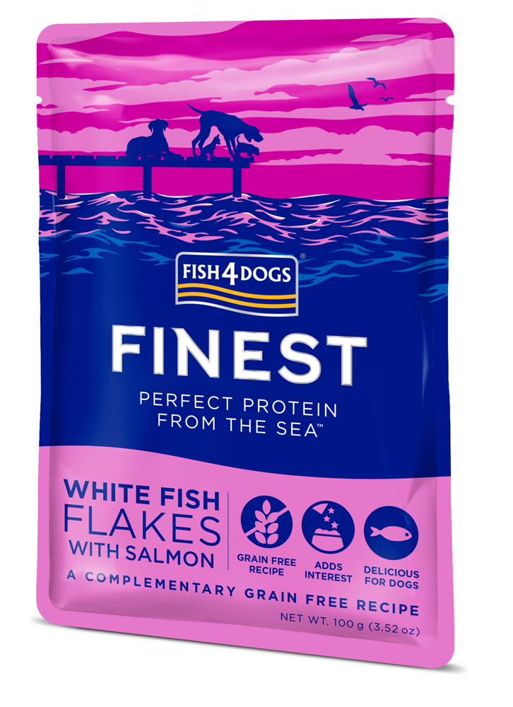 E-shop FISH4DOGS Kapsička pre psov Finest kúsky bielej ryby s lososom 100g