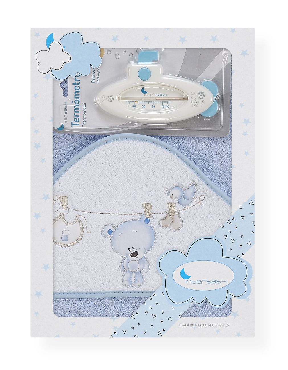 E-shop INTERBABY | Osuška BIELIZEŇ + teplomer - MODRÁ