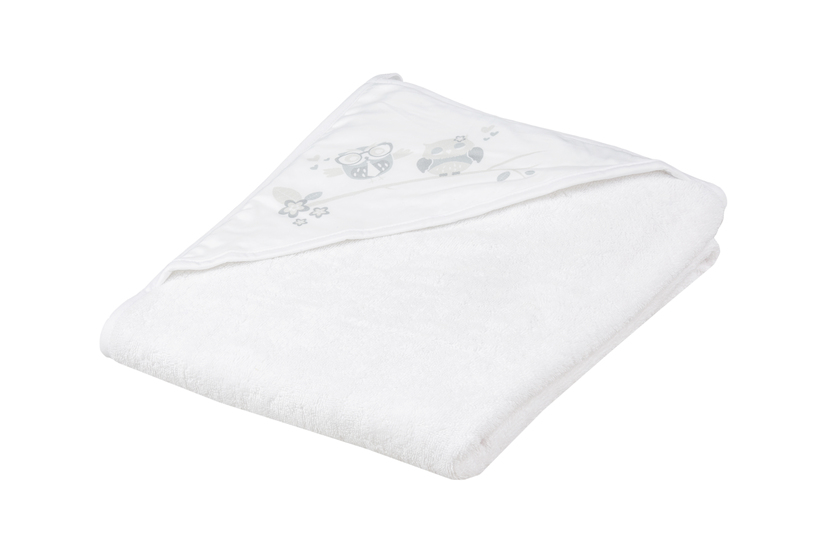 E-shop TEGA BABY Osuška s kapucňou Sovičky 100x100cm 100% bavlna biela