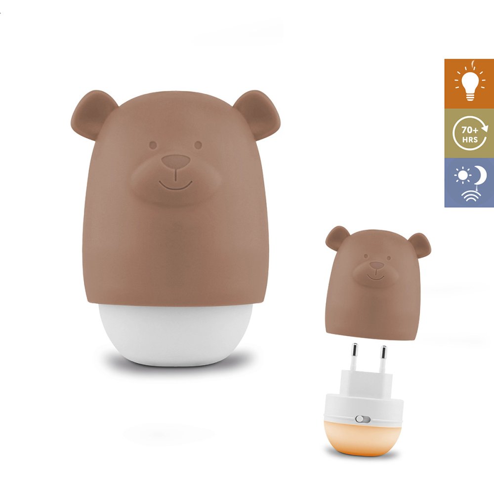 E-shop Zazu Medvedík BENNY terakota - nočné svetlo so senzorom súmraku