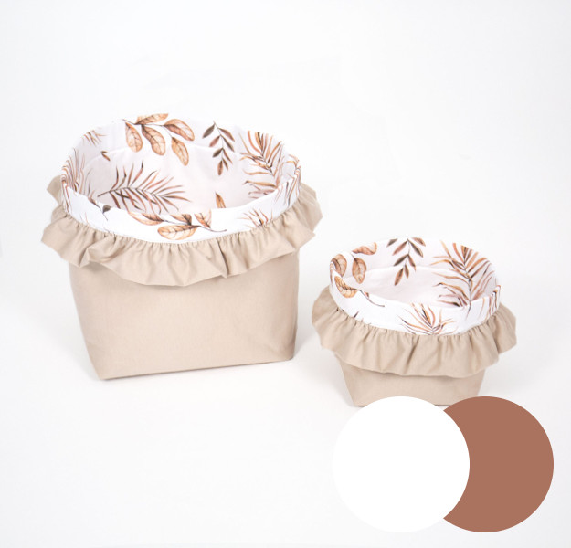 E-shop LevinFelin Set 2 bavlnených košíkov s volánom (XS, S), biela/mocha