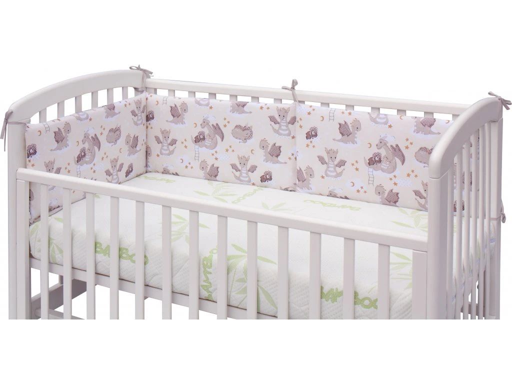 E-shop Mantinel do postieľky 4dielny - Scarlett Dino - 180x30 cm - béžová