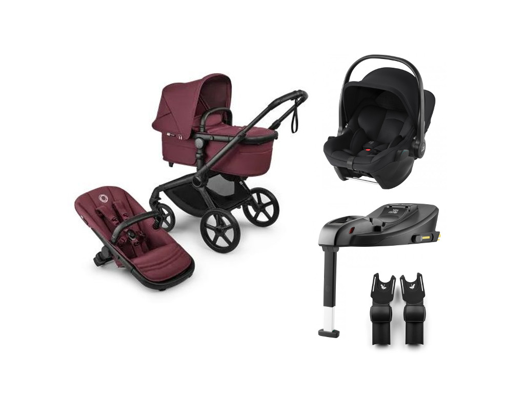 E-shop Bugaboo Výhodný set Fox 5 RENEW Complete, Black/Dark Cherry