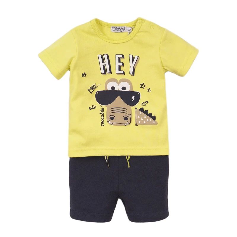 E-shop DIRKJE Set 2dielny kr. nohavice 74 Neon Yellow+Navy