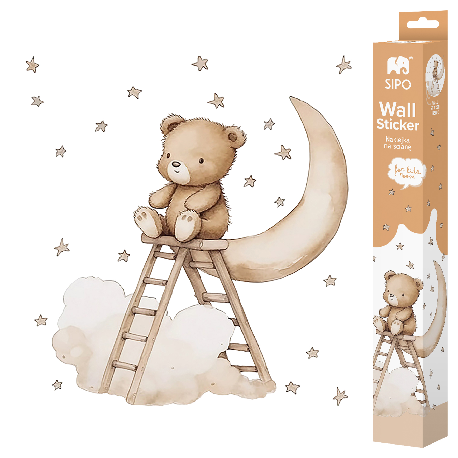 E-shop Sipo Nálepky na stenu pre detskú izbu, Teddy bear on a ladder