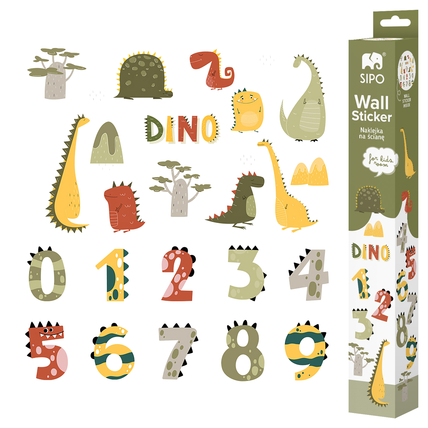 E-shop Sipo Nálepky na stenu pre detskú izbu, Dino Numbers