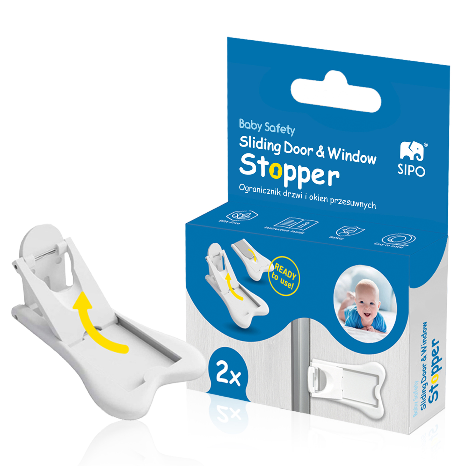 E-shop Sipo Set 2x Zarážka posuvných dverí, aby sa zabránilo privretiu prstov