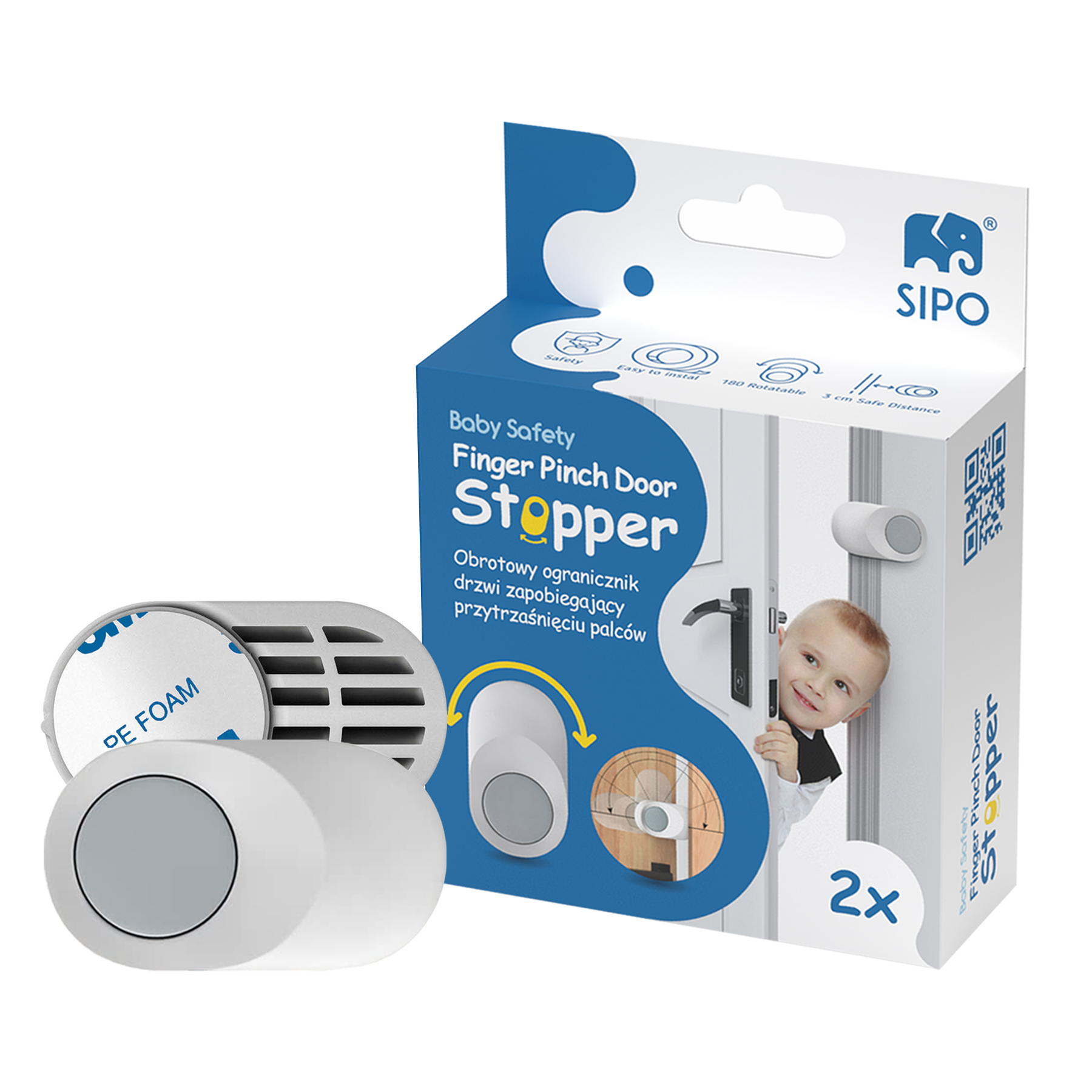 E-shop Sipo Set 2x Otočná zarážka dverí, aby sa zabránilo privretiu prstov