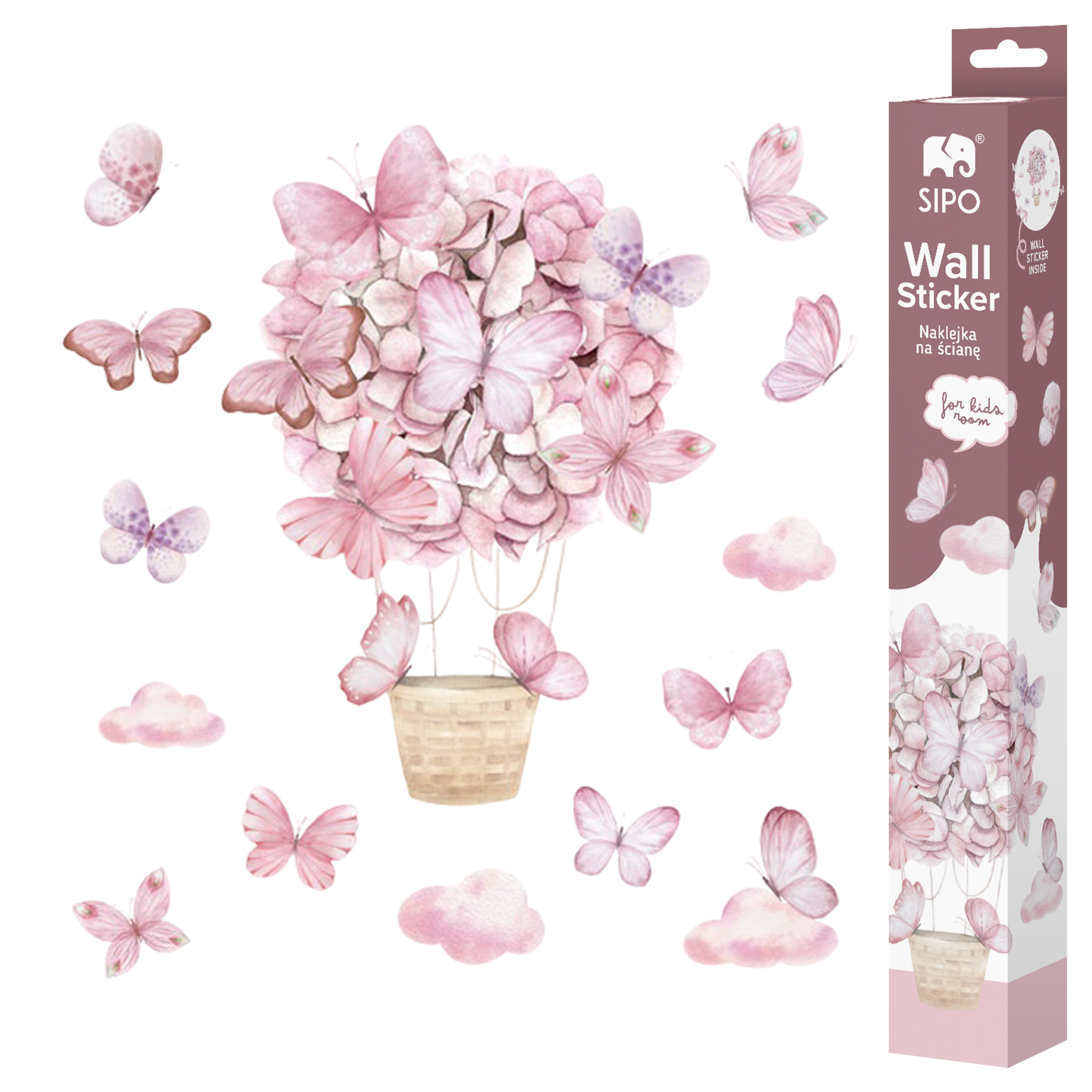 E-shop Sipo Nálepky na stenu pre detskú izbu, Pink Butterflies