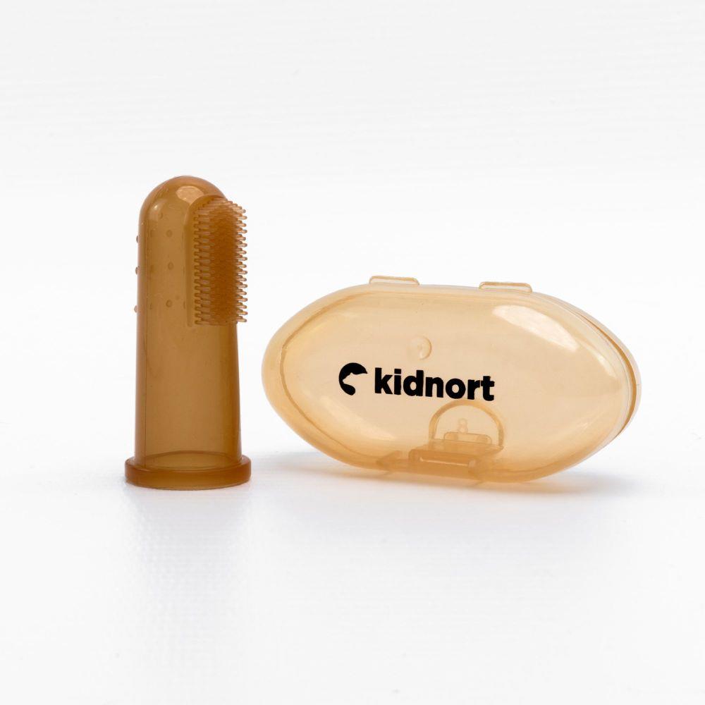 E-shop Kidnort Silikónová kefka na prst Blomka 6m+