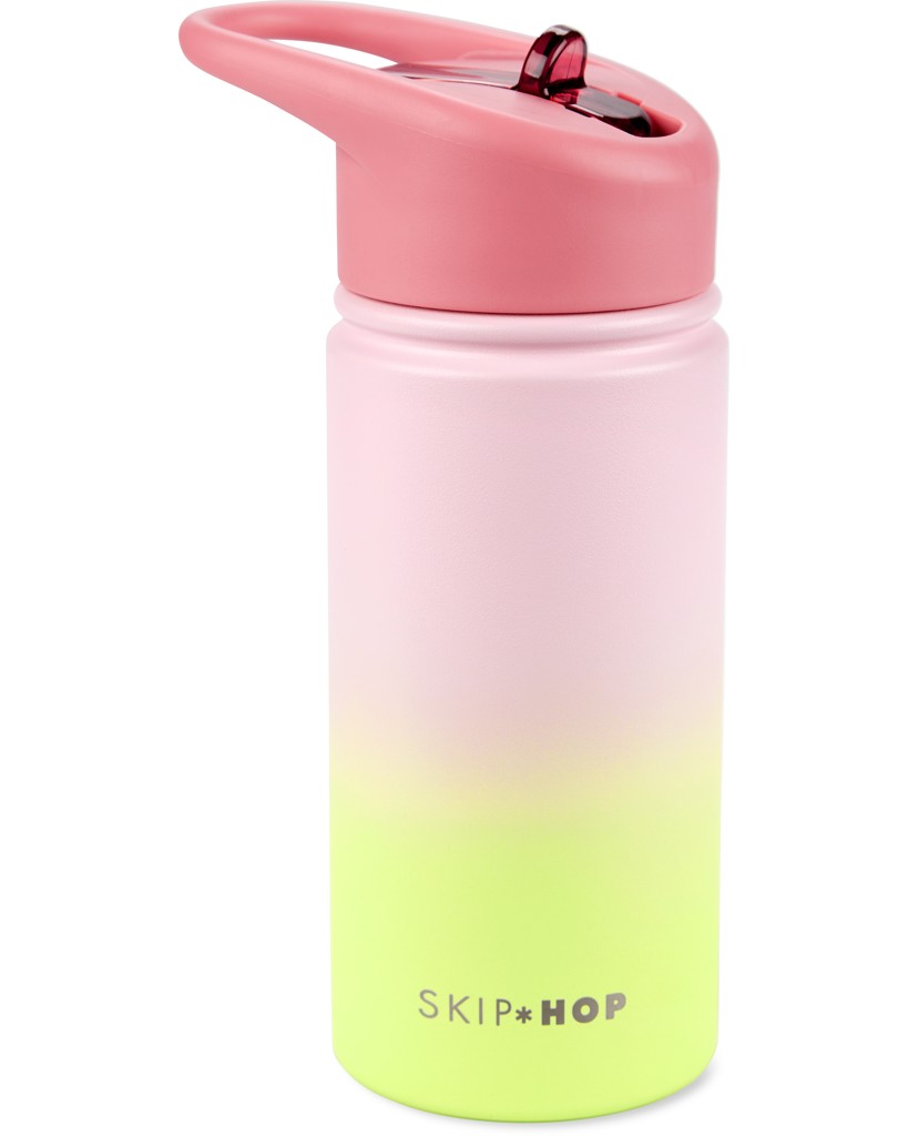 E-shop SKIPHOP SKIP HOP Fľaša so slamkou nerezová Wander - ombré pink, 450ml