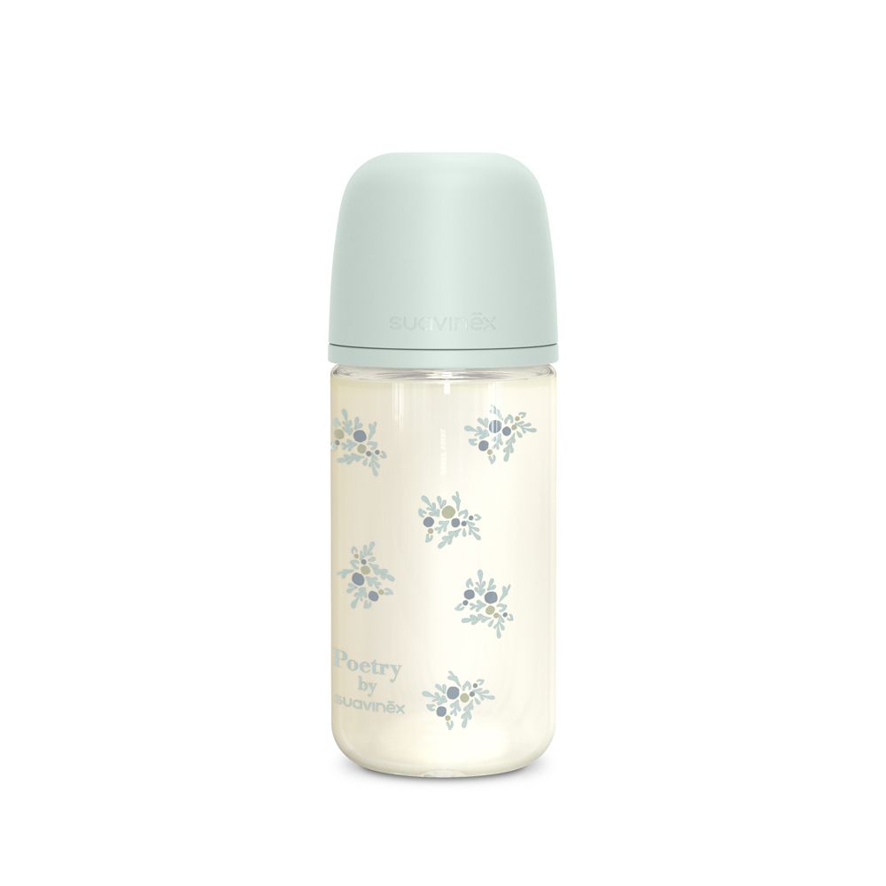 E-shop SUAVINEX | Fľaša sklo POETRY 240 ml fyziologická SX PRO +3 MF - modrá