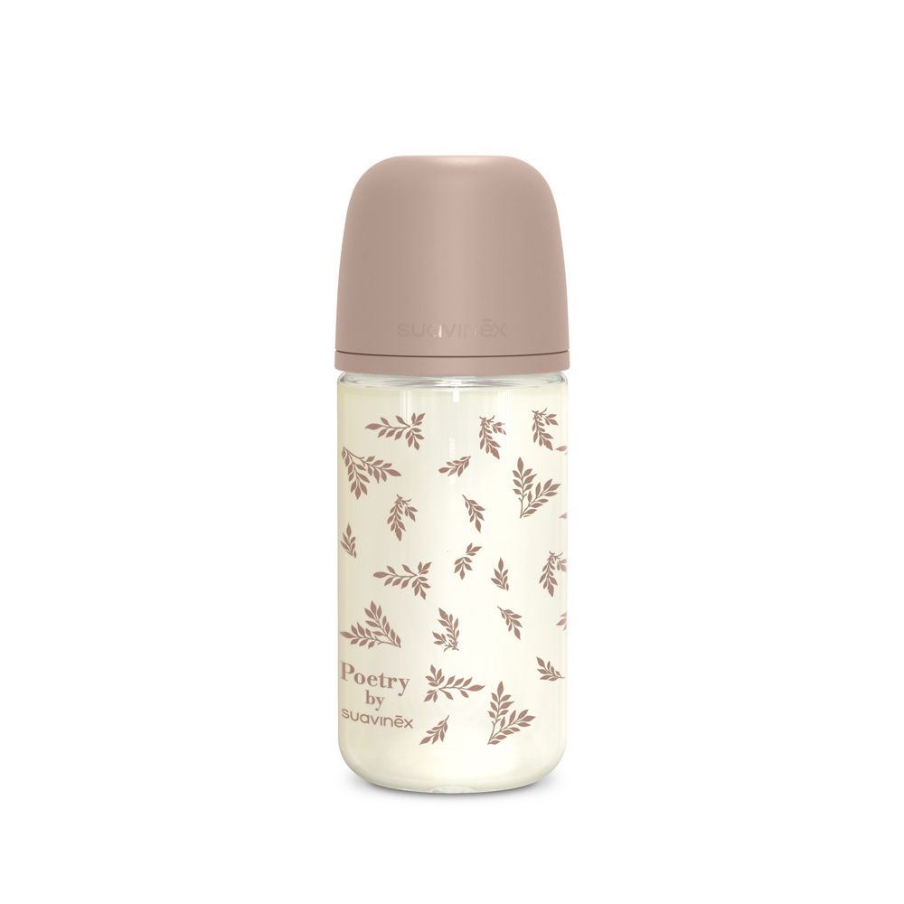 E-shop SUAVINEX | Fľaša sklo POETRY 240 ml fyziologická SX PRO +3 MF - krémová