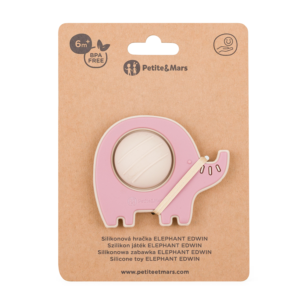 E-shop PETITEMARS PETITE&MARS Hračka silikónová Elephant Edwin Dusty Rose 6m+