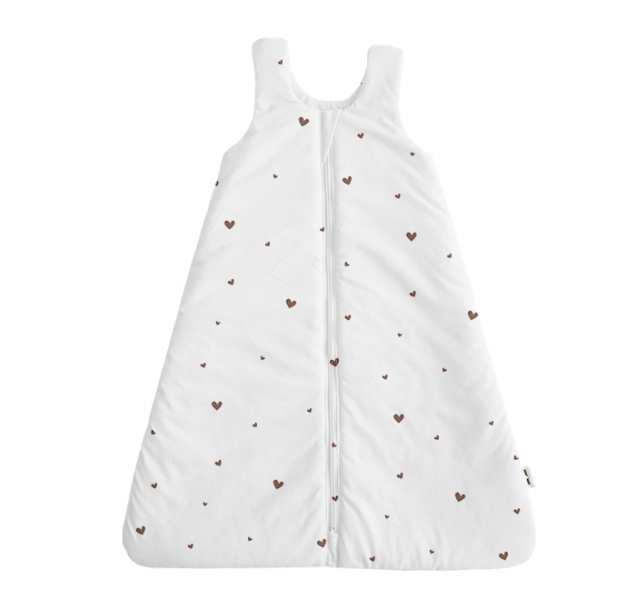 E-shop LevinFelin Detský spací vak Warm (6-24m), mocha srdiečka