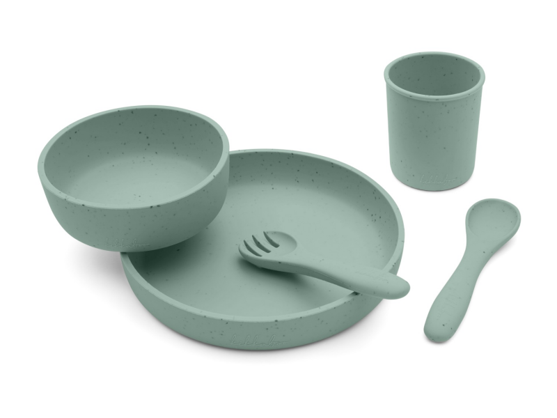 E-shop KikkaBoo Jedálenská sada 5-dielna Platinum Silicone Sage