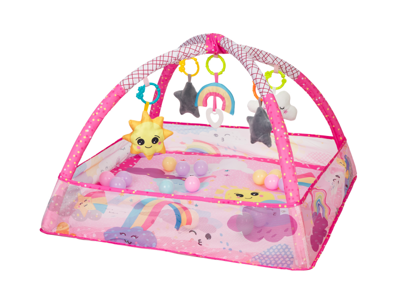E-shop KikkaBoo Hracia deka s hrazdou a loptičkami Pink Sky