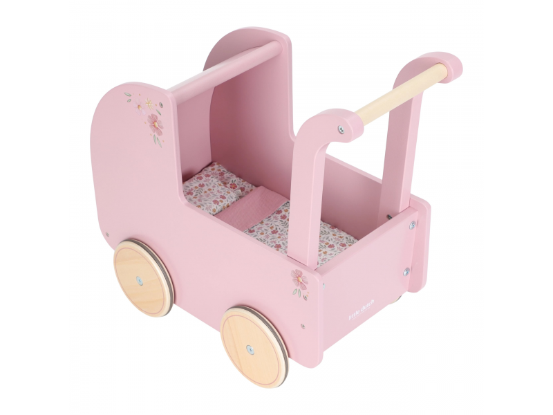 E-shop Little Dutch Kočík pre bábiky drevený s perinkou Pink
