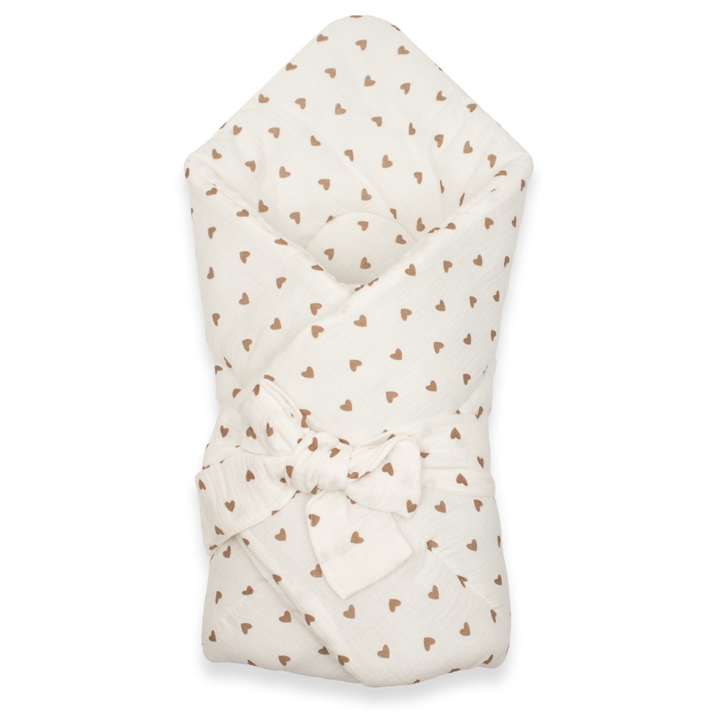 E-shop Mušelínová šnurovacia zavinovačka New Baby little heart - 58705