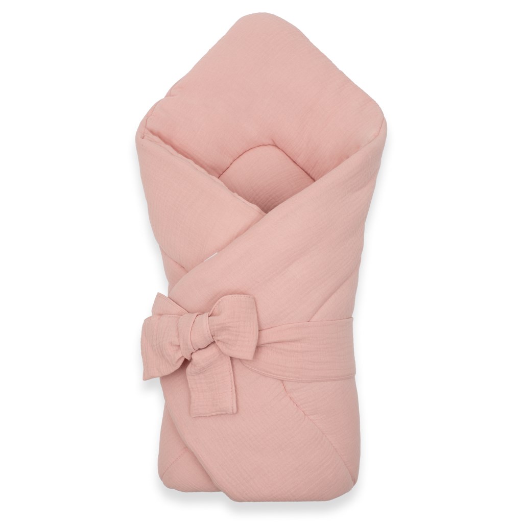 E-shop Mušelínová šnurovacia zavinovačka New Baby old pink - 58706