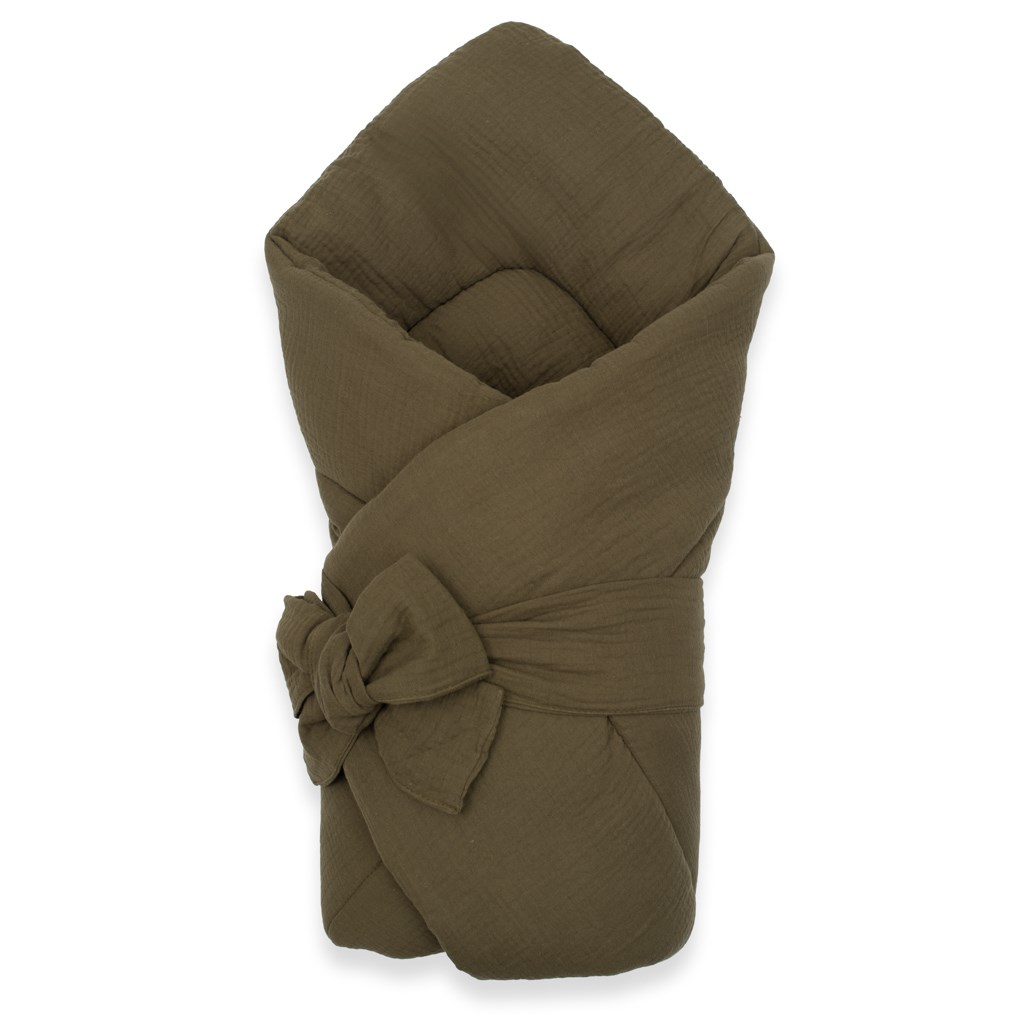 E-shop Mušelínová šnurovacia zavinovačka New Baby olive - 58709