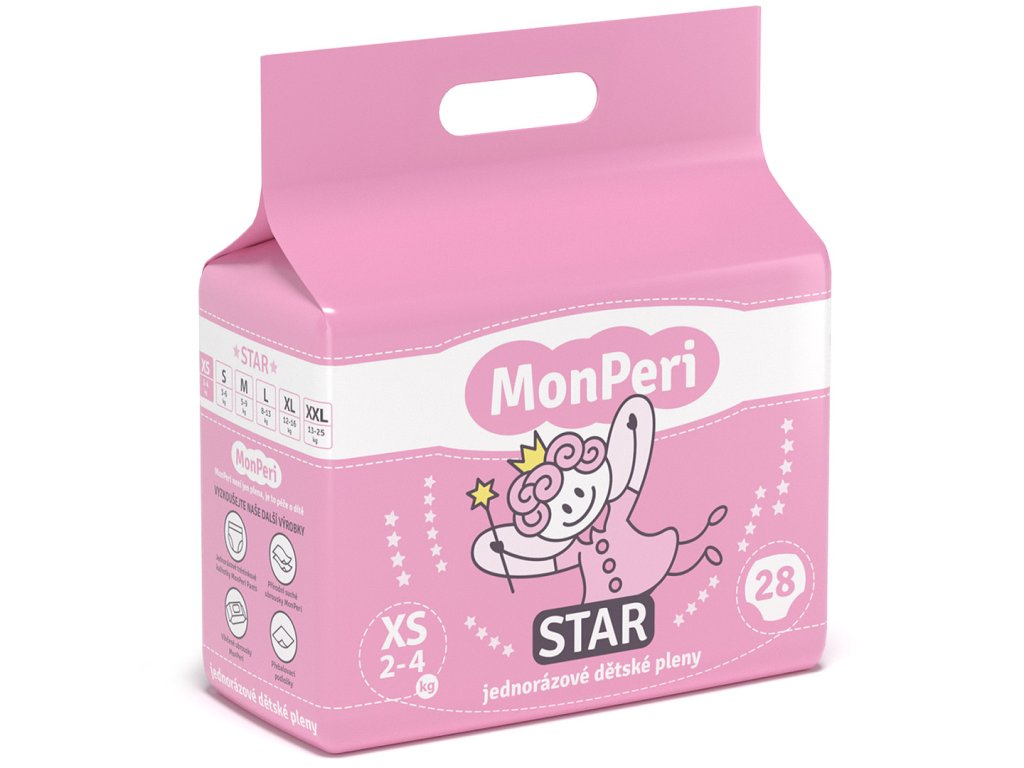 E-shop MonPeri jednorazové plienky STAR XS 2-4kg (28 ks)