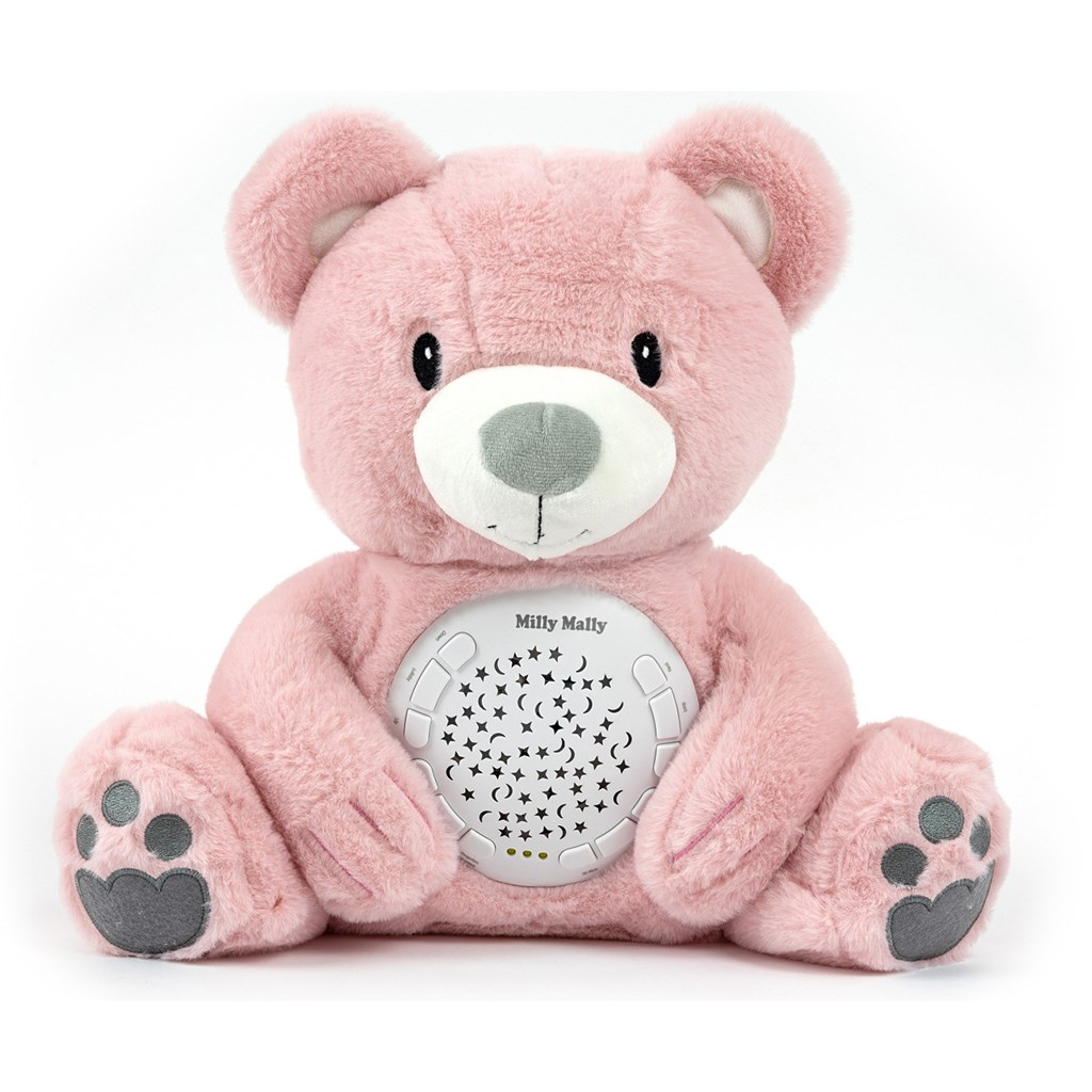 E-shop Plyšový zaspávačik medvedík s projektorom Milly Mally Bear pink - 59027