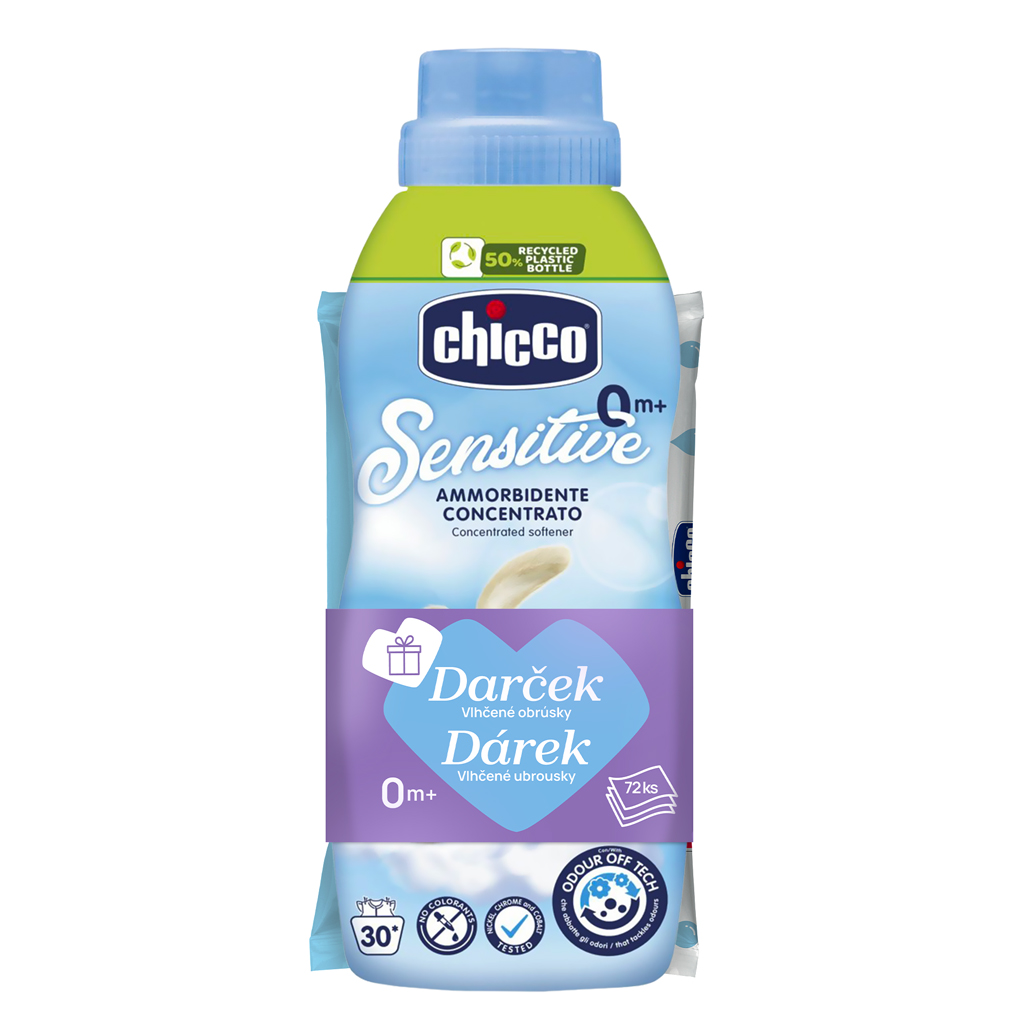 E-shop CHICCO Aviváž koncentrovaná Baby Sensitive Sladký púder 750ml + vlhčené obrúsky 72 ks zadarmo