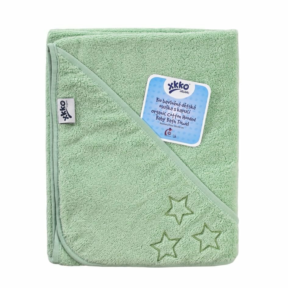 E-shop XKKO Organic BIO Bavlnená froté osuška s kapucňou 90x90 - Mint Stars