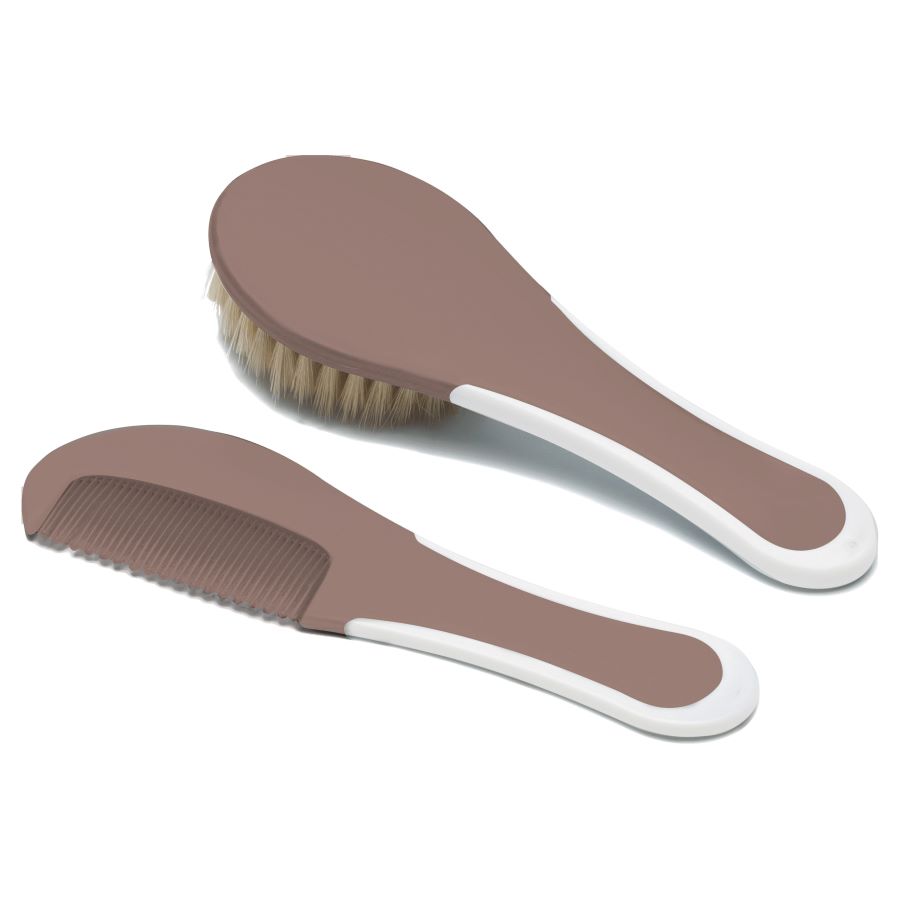 E-shop Bebe-Jou Hrebeň a kefa s prírodným vlasom Bébé-Jou Mocha Mousse