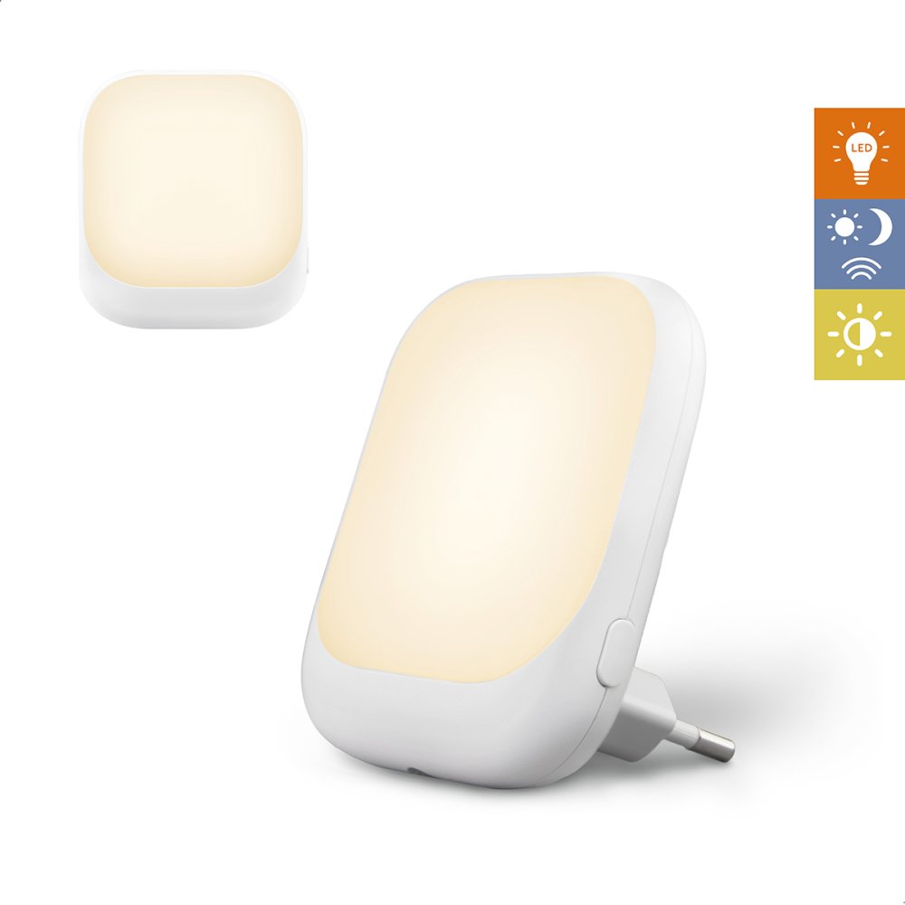 E-shop Zazu SOCKET biele - nočné svetlo do zásuvky so senzorom súmraku