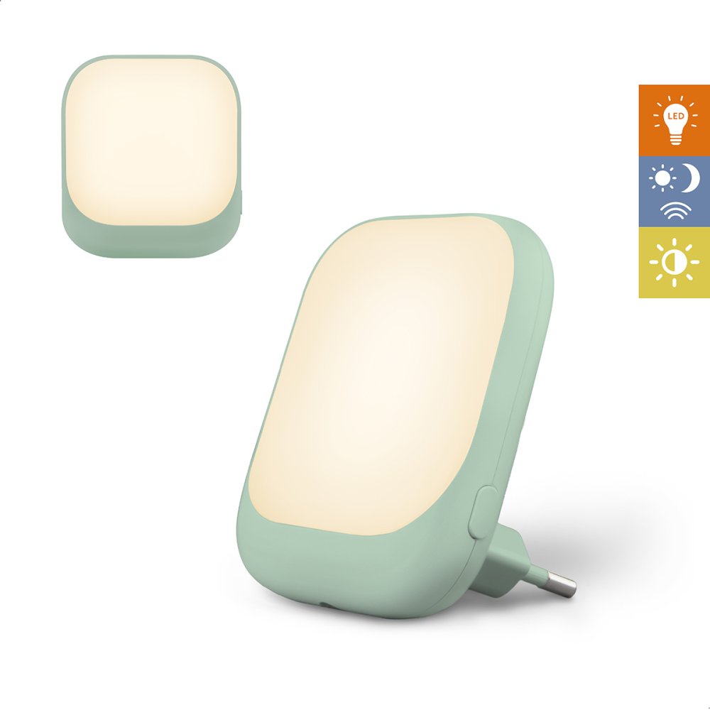 E-shop Zazu SOCKET zelené - nočné svetlo do zásuvky so senzorom súmraku