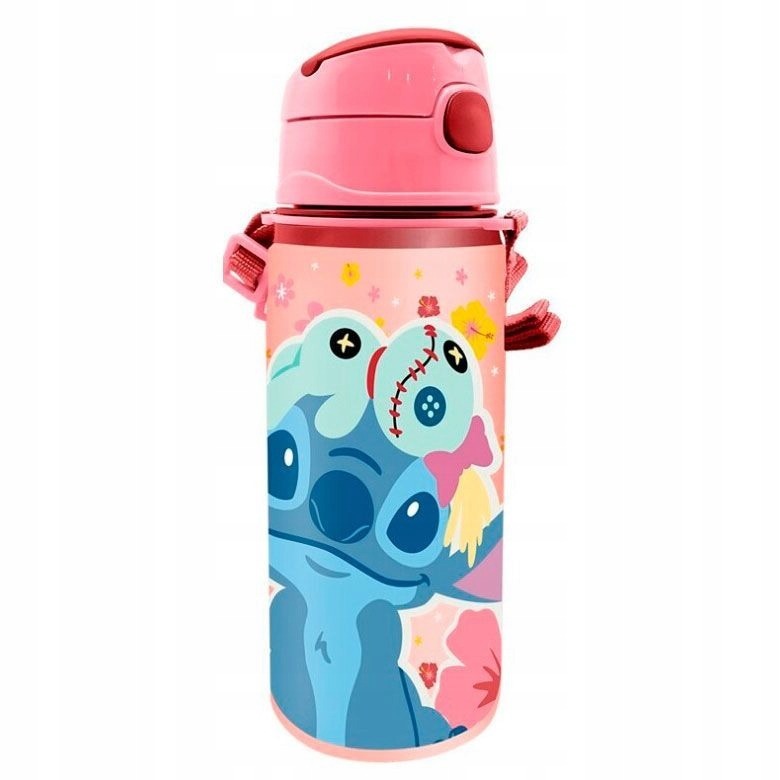 E-shop Kids Euroswan Hliníková fľaša s náustkom - Lilo & Stitch 600 ml, ružová