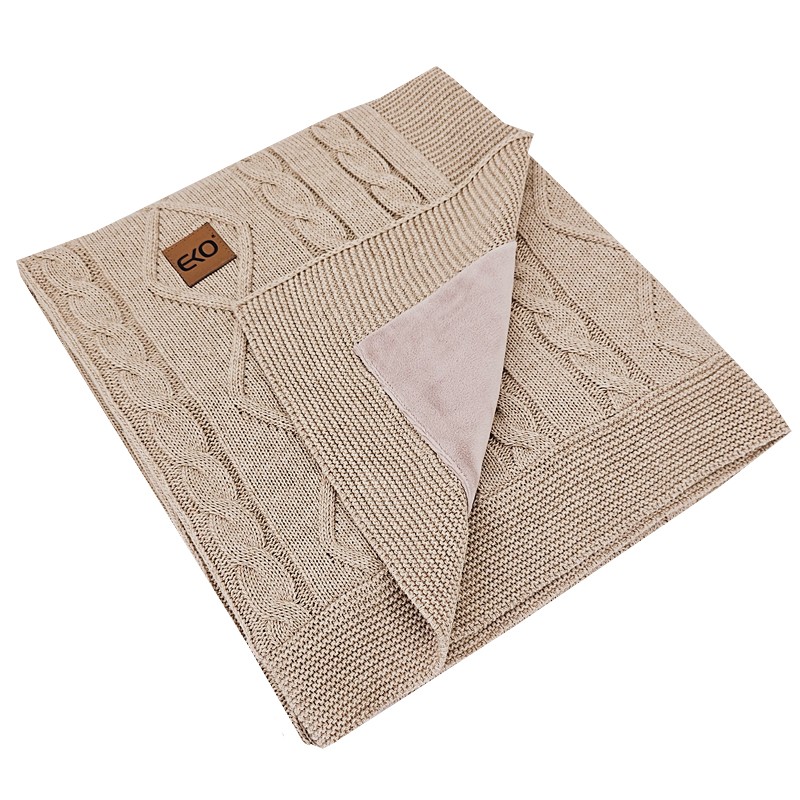 E-shop EKO Dečka z pleteniny s kožušinovou podšívkou, PLE-91 BEIGE