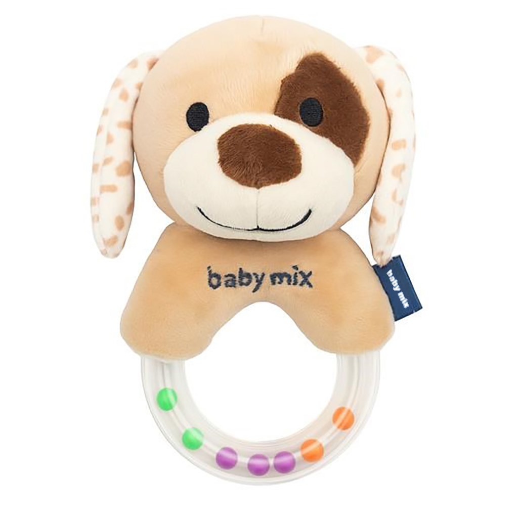 E-shop Detská plyšová hrkálka Baby Mix psík hnedý - 56568