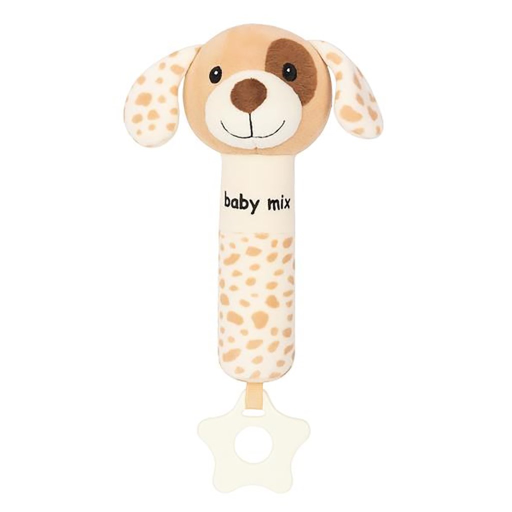 E-shop Plyšové hrkálka s pískatkom Baby Mix – psík hnedý - 56572