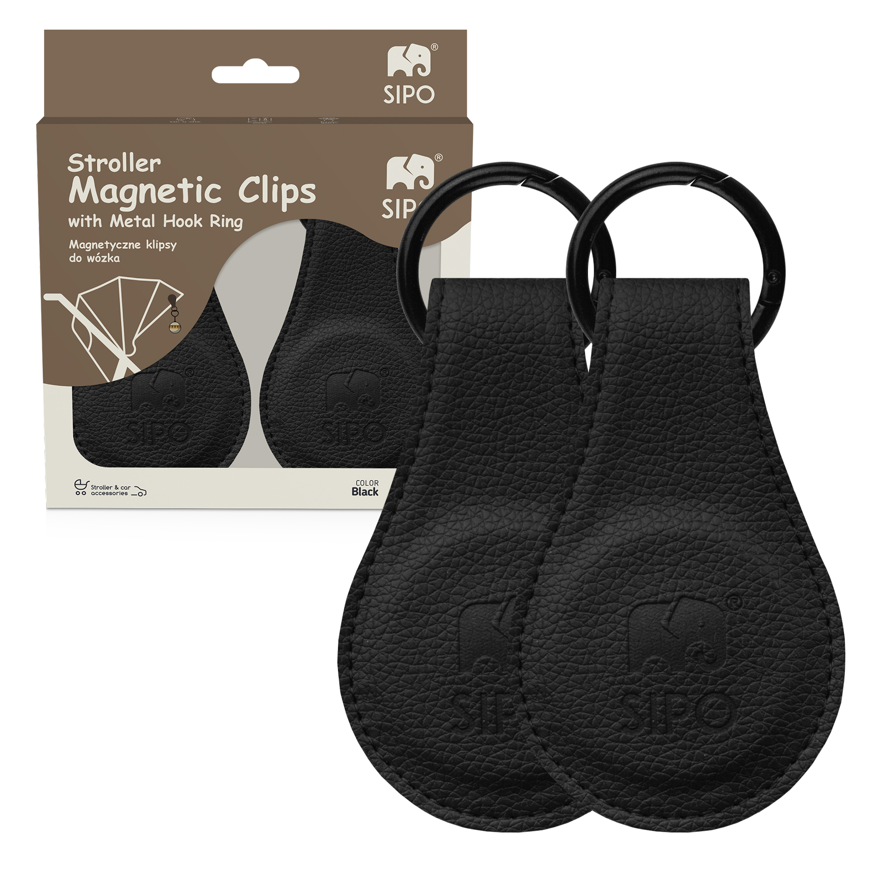 E-shop Sipo Magnetické klipy na kočík, 2ks, čierna