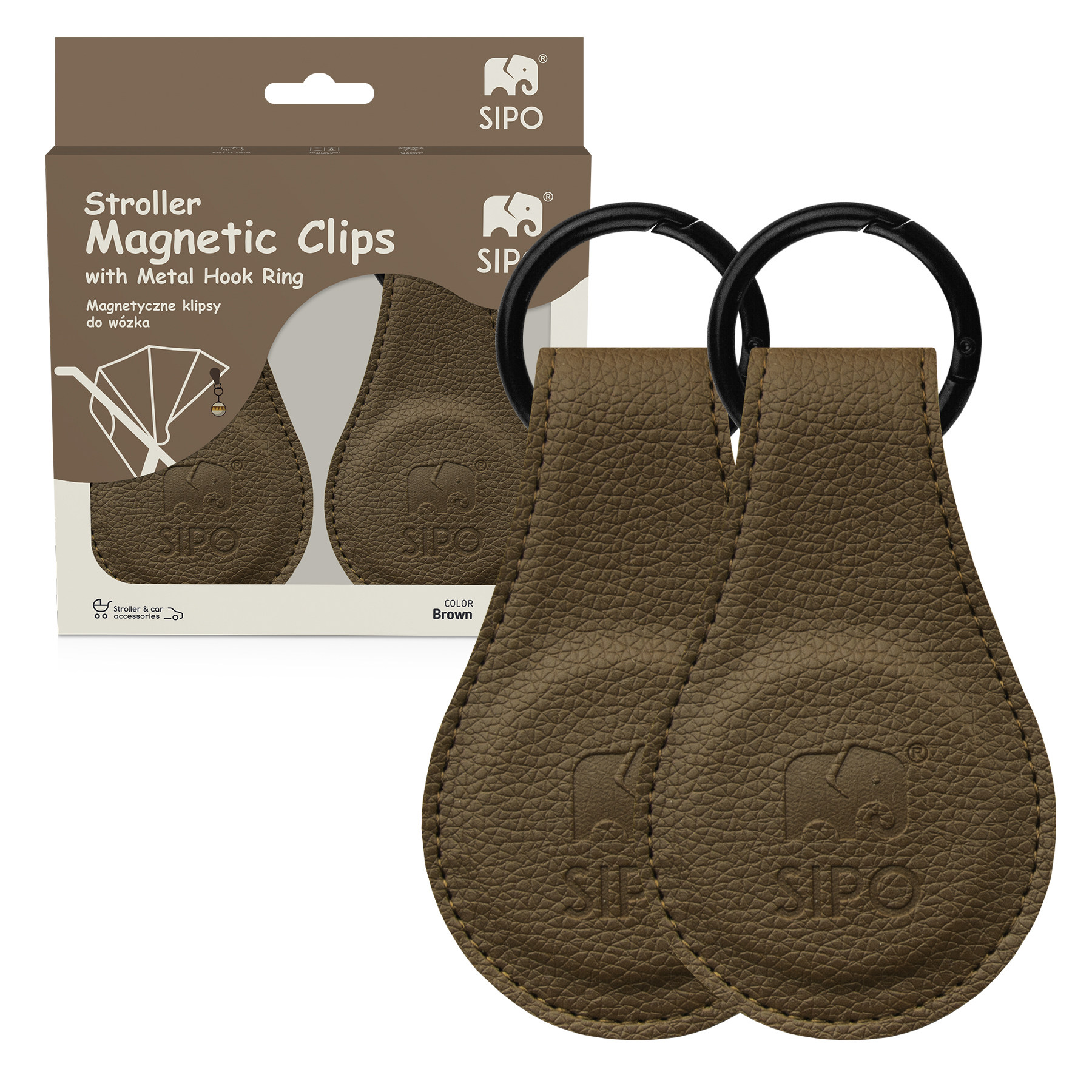 E-shop Sipo Magnetické klipy na kočík, 2ks, hnedá