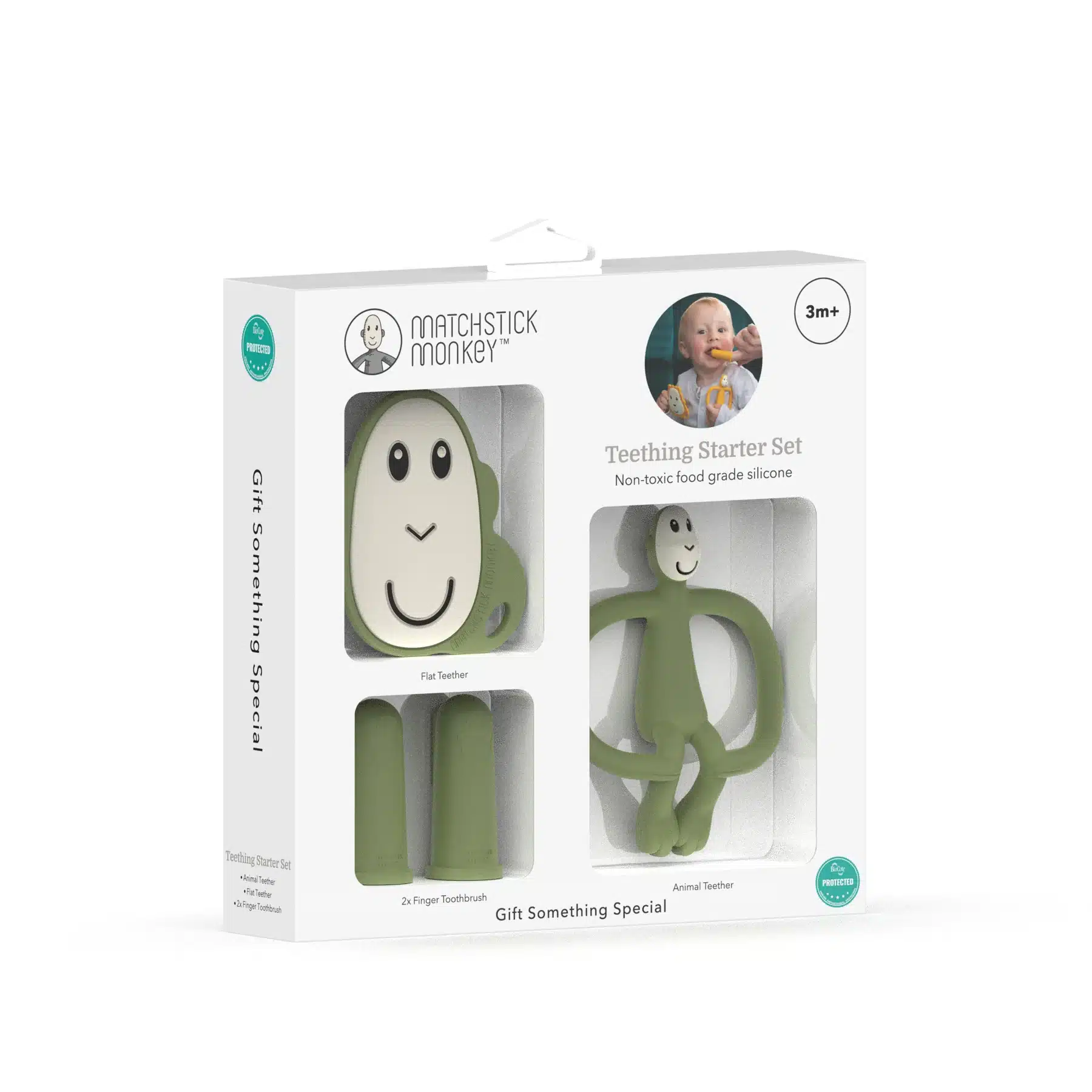 E-shop ŠTARTOVACÍ SET NA PREREZÁVANIE ZÚBKOV MATCHSTICK MONKEY - OLIVE