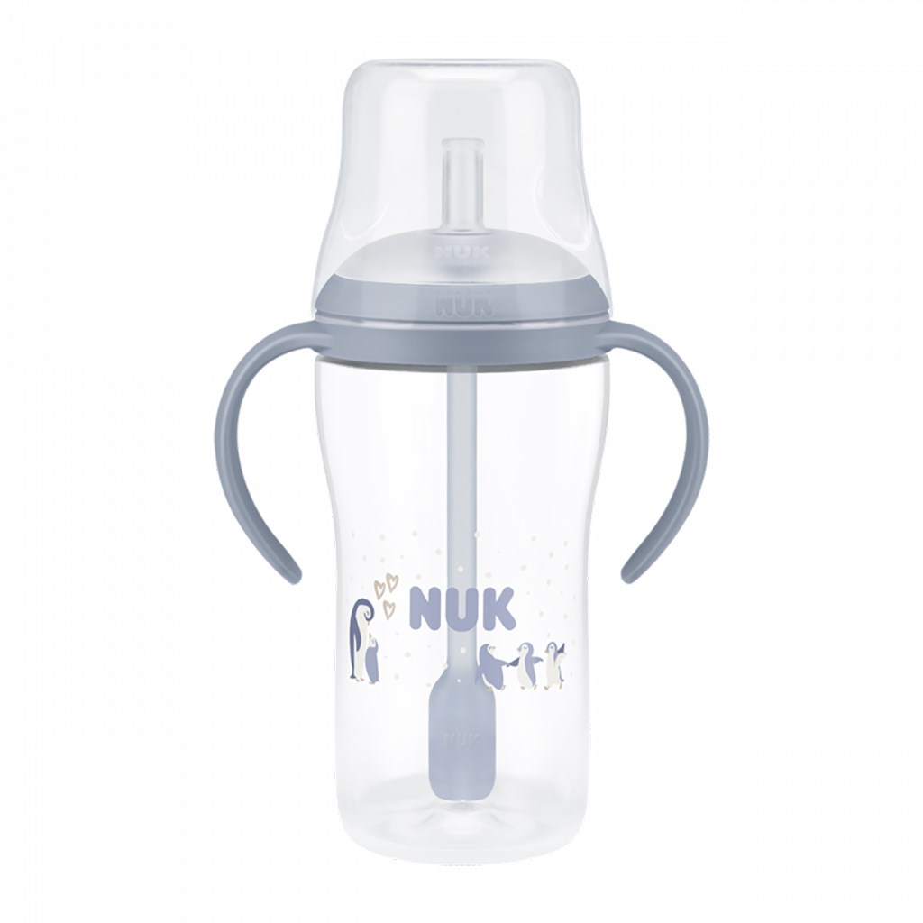 E-shop Kojenecká fľaša NUK Perfect Match na učenie so slamkou PENGUIN 260 ml - 59212
